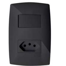 Cj Interruptor Simples + Tomada 10A 4X2 - Blux Home Grafite