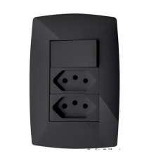Cj Interruptor Simples + Tomada Dupla 20A 4X2 - Blux Home Grafite