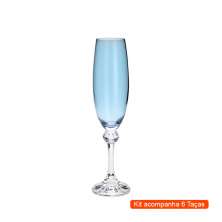 Kit com 6 Taças de Champagne Elisa Azul 220 ml