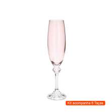 Kit com 6 Taças de Champagne Elisa Rosa 220 ml