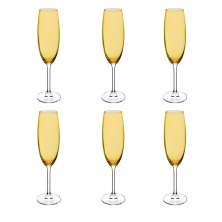 Kit com 6 Taças de Champagne Gaston Amarelo 220 ml