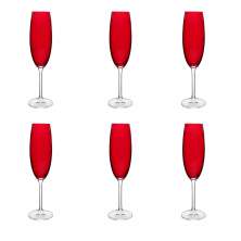 Kit com 6 Taças de Champagne Gaston Vermelho 220 ml