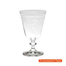 Kit com 6 Taças de Vinho Bella Flower Transparente 350 ml