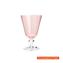 Kit com 6 Taças de Vinho Bella Rose Rosa 350 ml