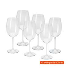 Kit com 6 Taças de Vinho Colibri Transparente 450 ml