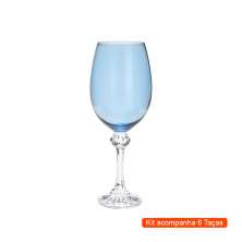 Kit com 6 Taças de Vinho Elisa Island Azul 450 ml