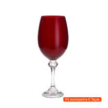 Kit com 6 Taças de Vinho Elisa Vermelho 450 ml