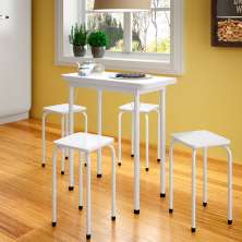 Conjunto de Mesa de Cozinha Dobrável com 4 Lugares Asti Branco