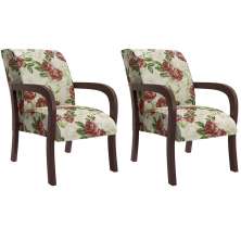 Kit 02 Poltronas Elise 010 Em MDF Tabaco Estampa 4749B Bona Vita