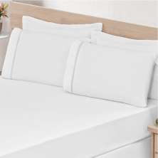 Fronhas Ponto Palito Percal C/ Zíper 02 Peças Branco - Bordados Ricardo