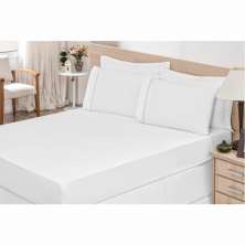 Lençol Avulso Peça Casal King C/ Elástico Percal Branco - Bordados Ricardos