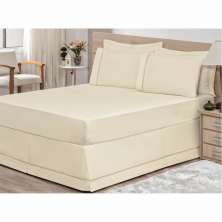 Saia P/ Cama Box Casal King 01 Peça Palha - Bordados Ricardo