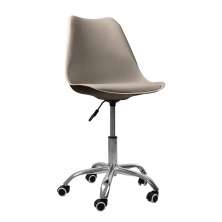 Cadeira Office Base Cromada Com Rodizio Girat¢ria Saarinen Bege