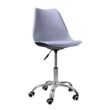 Cadeira Office Base Cromada Com Rodizio Girat¢ria Saarinen Cinza