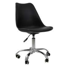 Cadeira Office Base Cromada Com Rodizio Girat¢ria Saarinen Preto