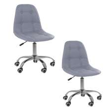 Kit 02 Cadeiras Office Eiffel Botonˆ Ajust vel Base Girat¢ria cor:cinza