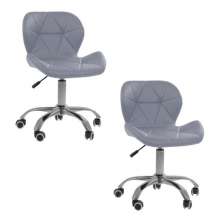 Kit 02 Cadeiras Office Eiffel Slim Ajust vel Base Girat¢ria cor:cinza