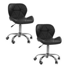 Kit 02 Cadeiras Office Eiffel Slim Ajust vel Base Girat¢ria cor:preto