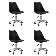 Kit 04 Cadeiras Office Base Cromada Girat¢ria Saarinen cor:preto