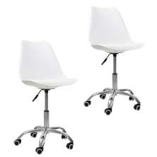 Kit 2 Cadeiras Office Base Cromada Com Rodizio Girat¢ria Saarinen Branco