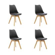 Kit 4 Cadeiras Saarinen Wood Com Estofamento V rias Cores Cor:Preto