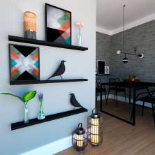 Conjunto com 3 Prateleiras Ardo Preto 120 cm