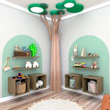 Conjunto com 4 Nichos e 4 Prateleiras Harte Carvalho Mel