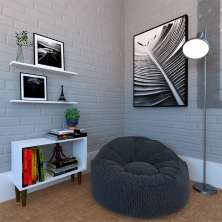 Conjunto de Mesa Lateral com 2 Prateleiras Kanter Branco