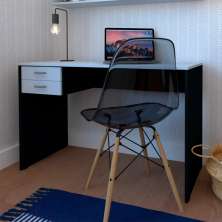 Conjunto de Mesa com Gaveteiro de Escritório Arvo Preto e Cinza Cristal