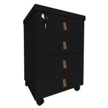 Mesa de Cabeceira Zoe 4 Gavetas Preta