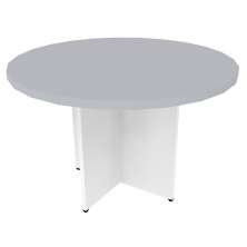 Mesa de Jantar Redonda Natus40 Branca e Cinza Cristal 120 cm