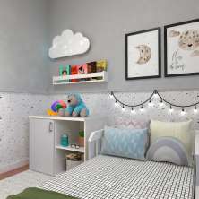 Quarto Infantil Adoleta 1 PT Branco e Cinza Cristal
