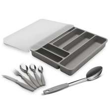Kit Faqueiro Aço Inox 32 Peças Itaparica e Organizador de Ta