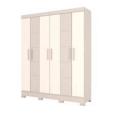 Guarda-Roupa Casal Malbec 4 Portas 2 Gavetas Cristal e Off White