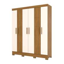 Guarda-Roupa Casal Malbec 4 Portas 2 Gavetas Nature e Off White