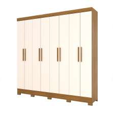 Guarda-Roupa Casal Toscano 8 Portas 4 Gavetas Nature e Off White