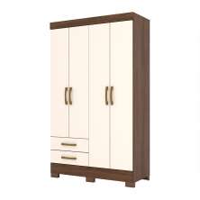 Guarda-Roupa Solteiro Fabuloso 4 Portas 2 Gavetas Castanho e Off White