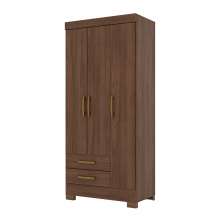 Guarda-Roupa Solteiro Sensi 3 Portas 2 Gavetas Castanho