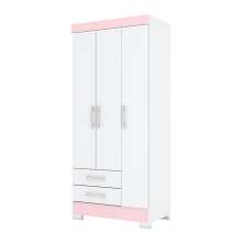 Guarda-Roupa Solteiro Sensi Flex 3 Portas 2 Gavetas Branco e Rosa Chá