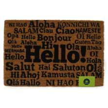 Capacho Hello Natural e Preto 40x60 cm