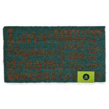 Capacho Love Natural e Azul 33x60 cm