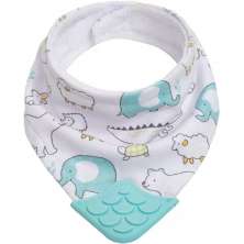 Babador Bandana com Mordedor para Bebê Buba Animaizinhos Azu