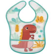 Babador Impermeável com Bolso Cata Migalhas para Bebê Buba Dinossauro Colorido