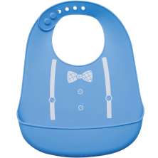 Babador de Silicone com Bolsão Pega Cata Migalha Bebe Azul Buba