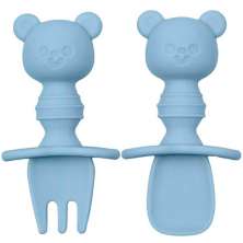 Kit Talher Treinamento Buba Silicone Azul com Escudo Ursinho