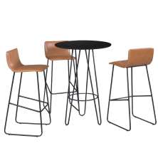 Conjunto Mesa Bistrô Tampo Preto 3B Caramelo e Metal Preto