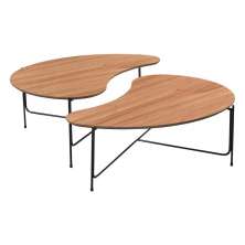 Mesa de Centro Ibiza Tampo Org Cinamomo Pés em Metal Preto