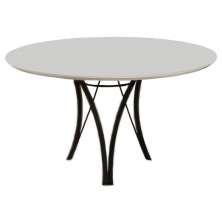 Mesa de Jantar Barcelona Redonda 1,35M Off White Base em Metal Preto
