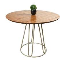 Mesa de Jantar Rubi Cinamono com Base de Metal Champanhe