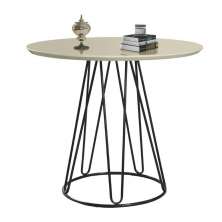 Mesa de Jantar Rubi Off White com Base de Metal Preta